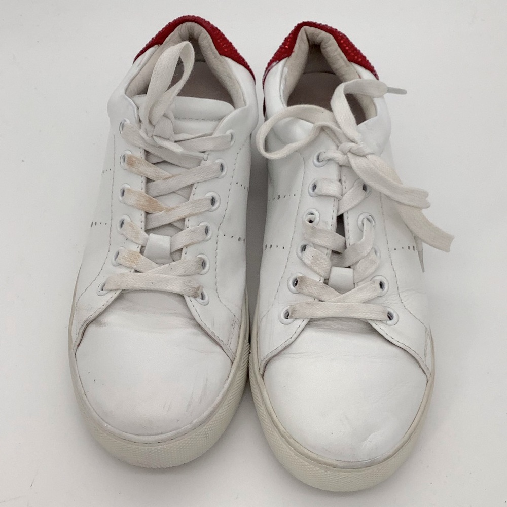 Lola Cruz White Red Diamante Smiley Face Trainers Women’s Size 38